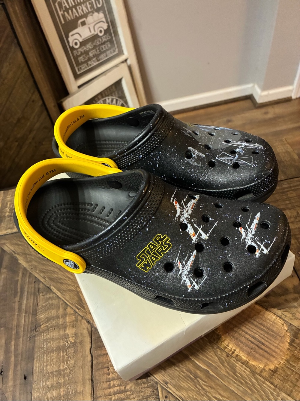 Star Wars Black & Yellow Slip-On Clog Sandals with X-Wing Graphics